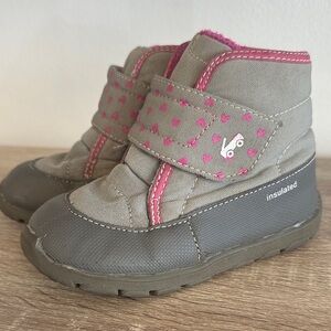 See Kai Run Gray Pink Hearts Blake Basics Winter Boot 9